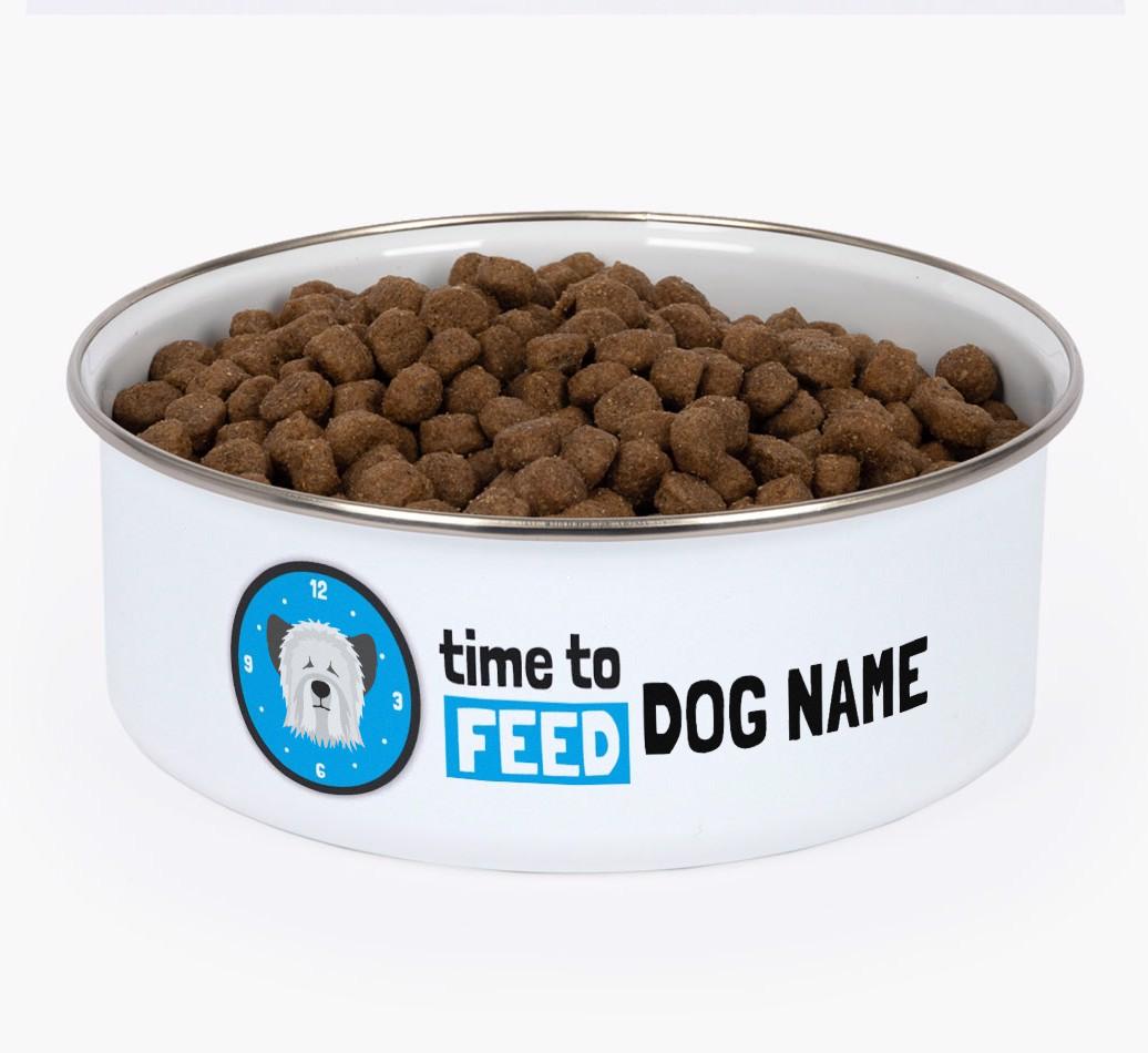 Time To Feed: Personalized {breedFullName} Enamel Dog Bowl