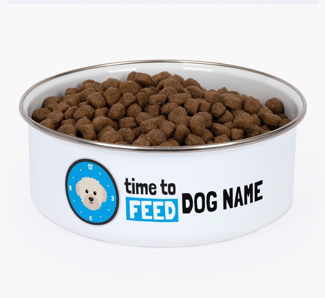 Time To Feed: Personalized {breedFullName} Enamel Dog Bowl