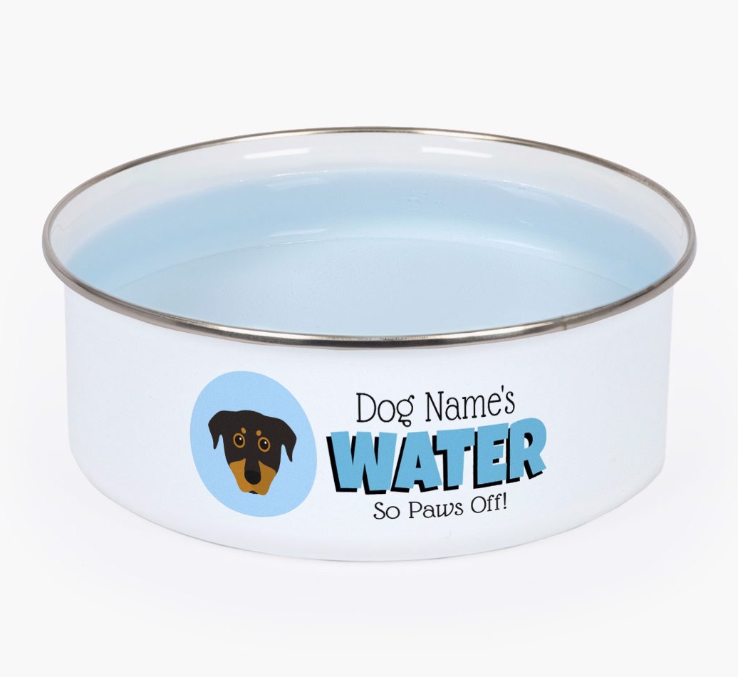 Water, Paws Off: Personalized {breedFullName} Enamel Dog Bowl