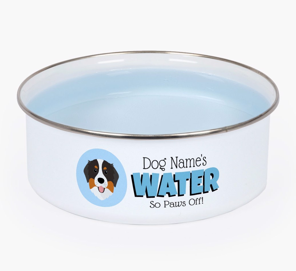 Water, Paws Off: Personalized {breedFullName} Enamel Dog Bowl