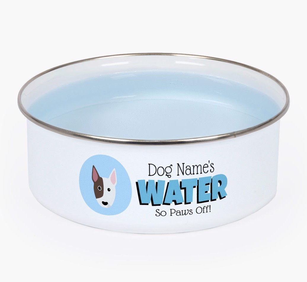 Water, Paws Off: Personalized {breedFullName} Enamel Dog Bowl