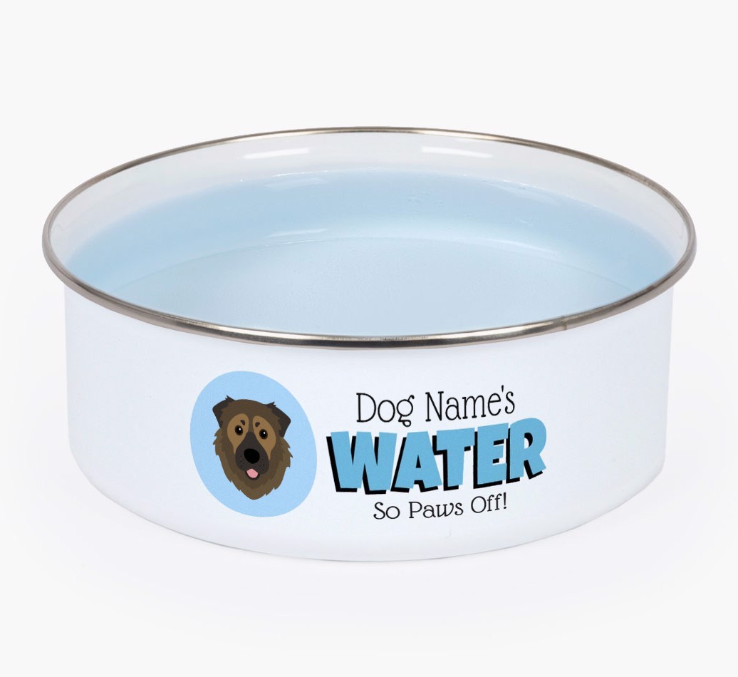 Water, Paws Off: Personalized {breedFullName} Enamel Dog Bowl