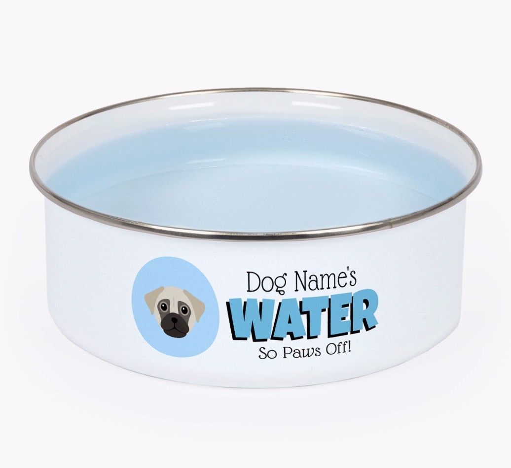 Water, Paws Off: Personalised {breedFullName} Enamel Dog Bowl