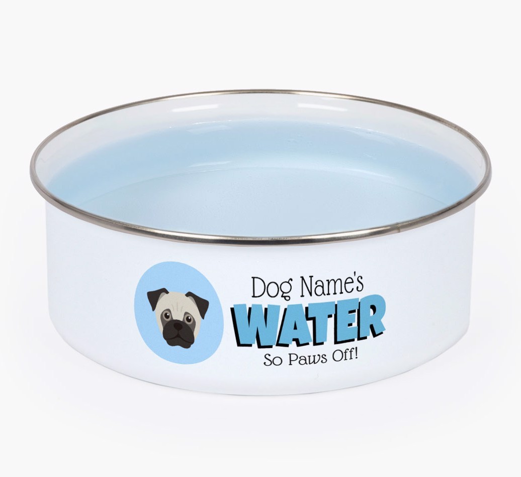 Water, Paws Off: Personalised {breedFullName} Enamel Dog Bowl