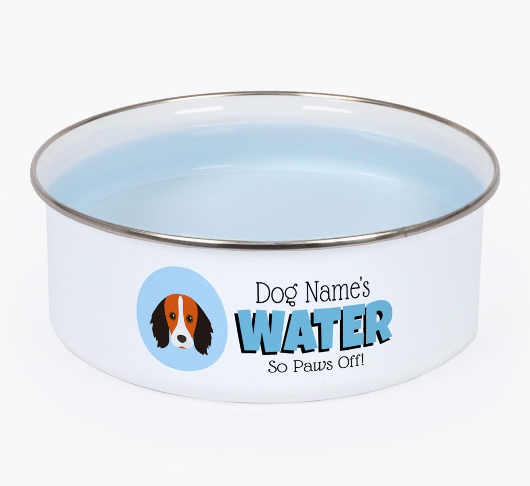 Water, Paws Off: Personalized {breedFullName} Enamel Dog Bowl