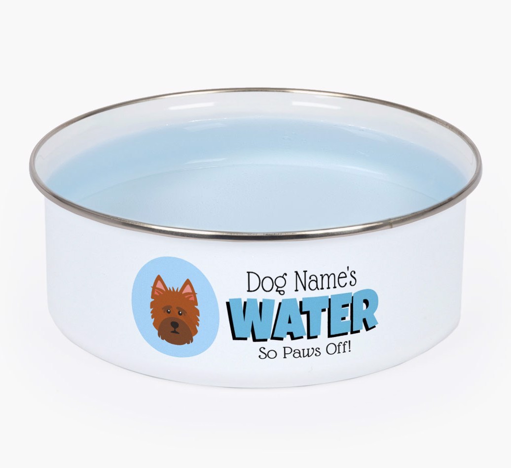Water, Paws Off: Personalized {breedFullName} Enamel Dog Bowl