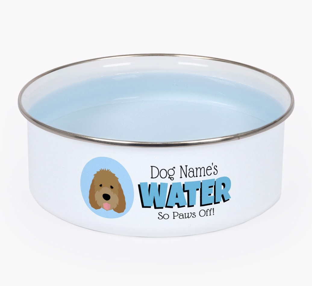 Water, Paws Off: Personalized {breedFullName} Enamel Dog Bowl