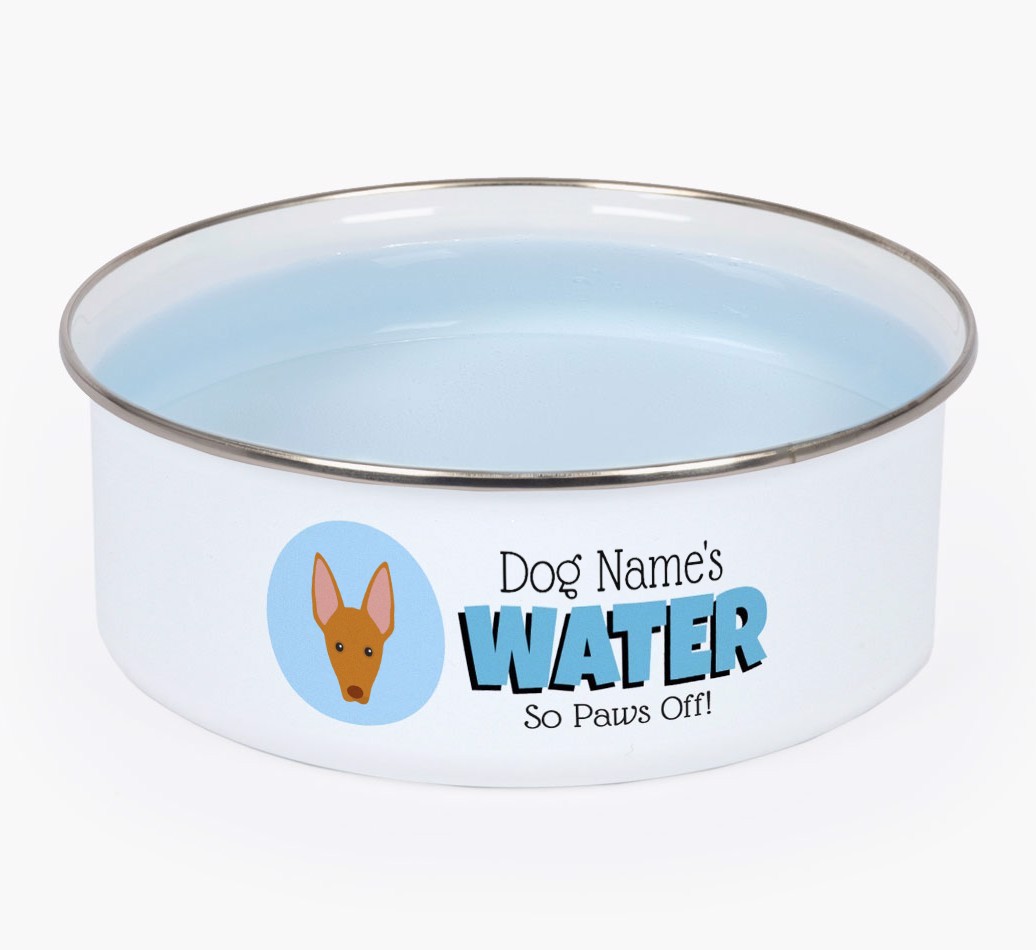 Water, Paws Off: Personalized {breedFullName} Enamel Dog Bowl