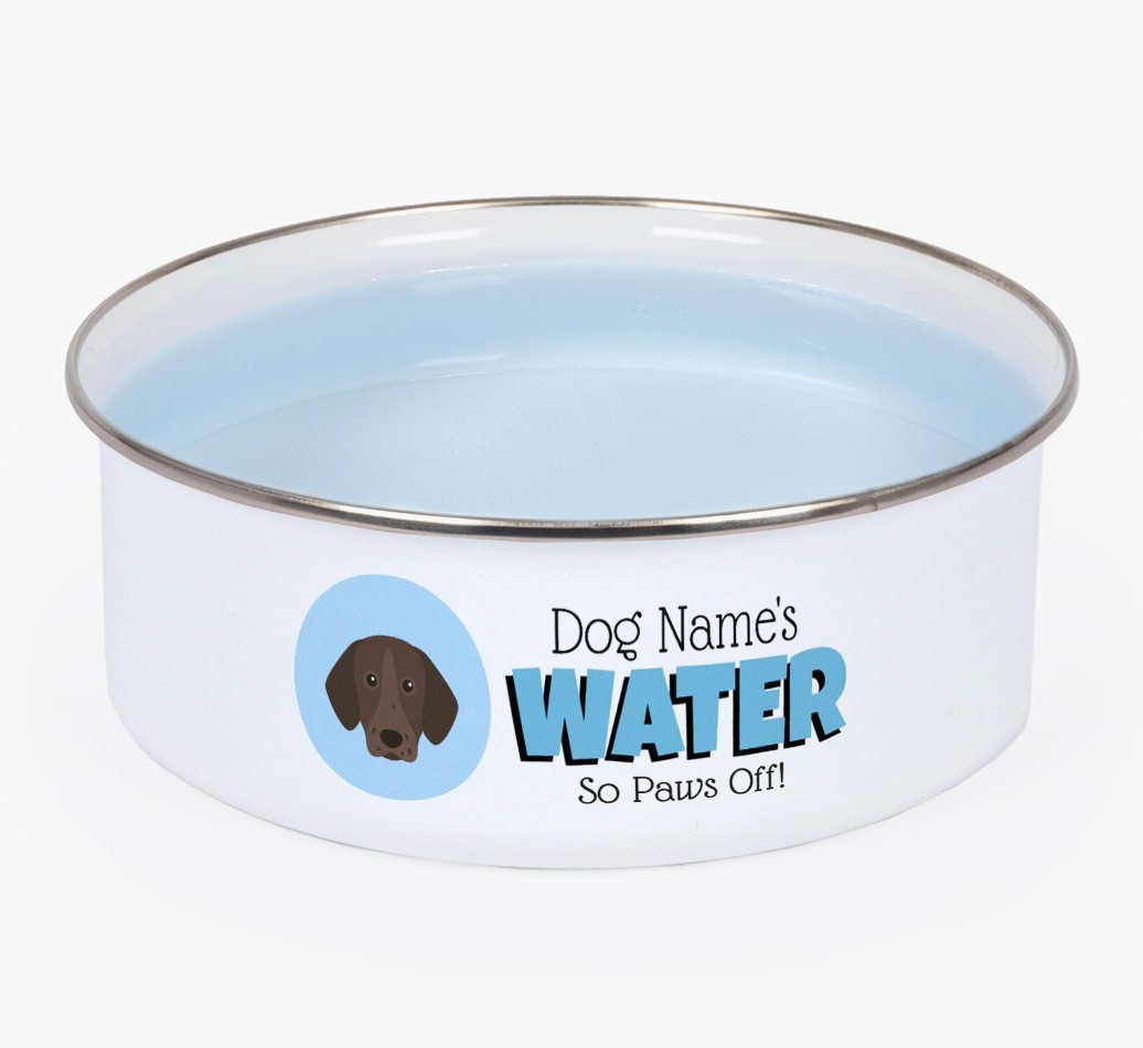 Water, Paws Off: Personalised {breedFullName} Enamel Dog Bowl