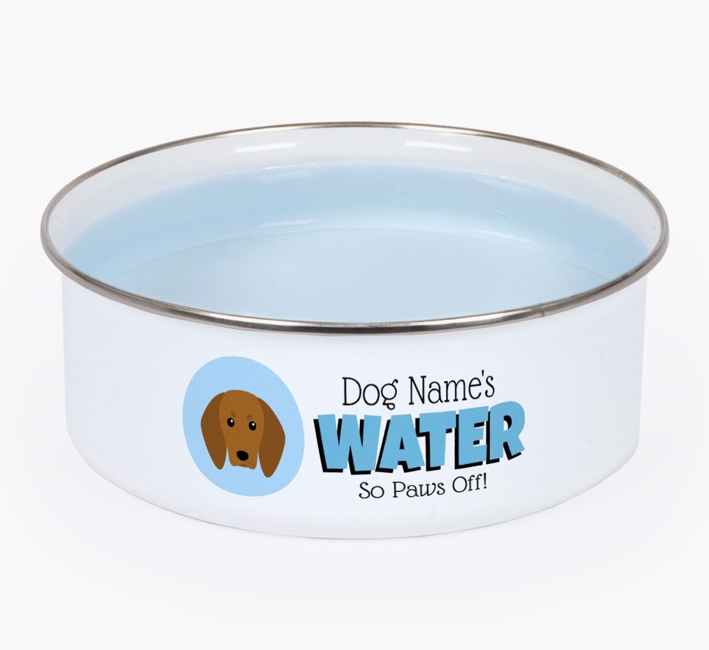 Water, Paws Off: Personalized {breedFullName} Enamel Dog Bowl
