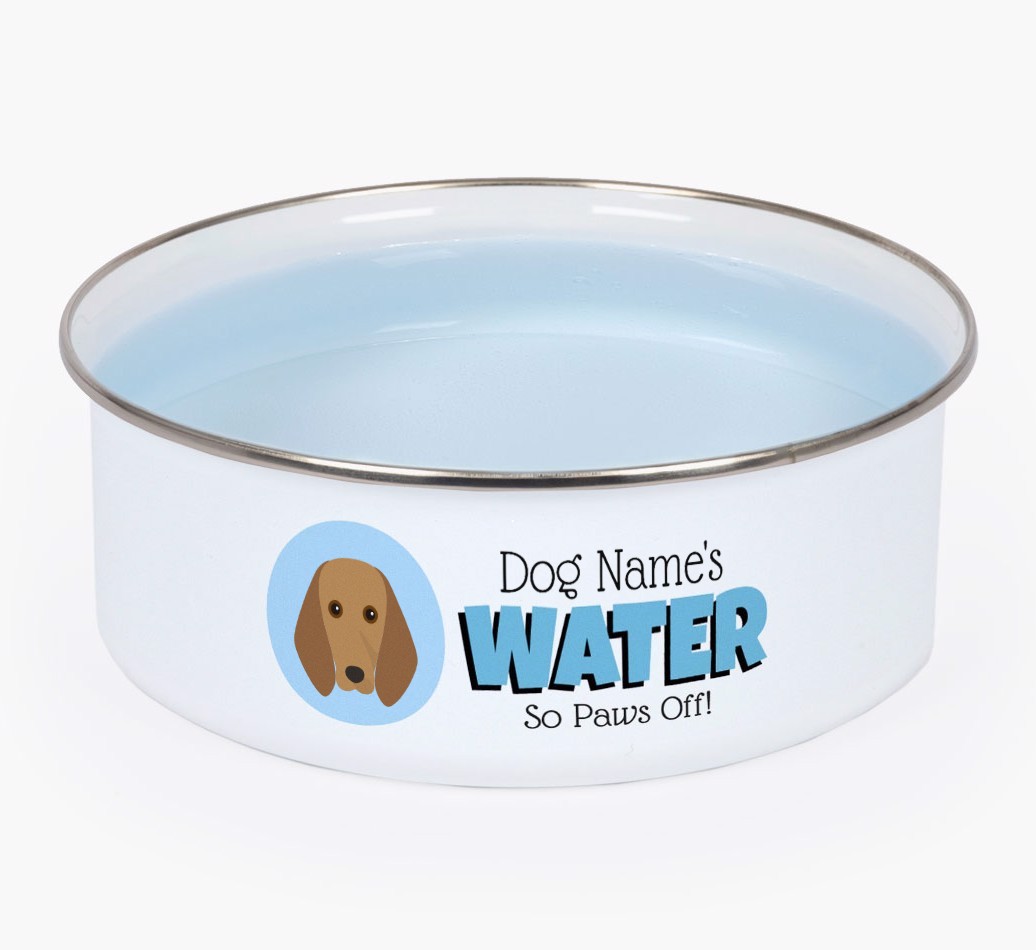 Water, Paws Off: Personalized {breedFullName} Enamel Dog Bowl
