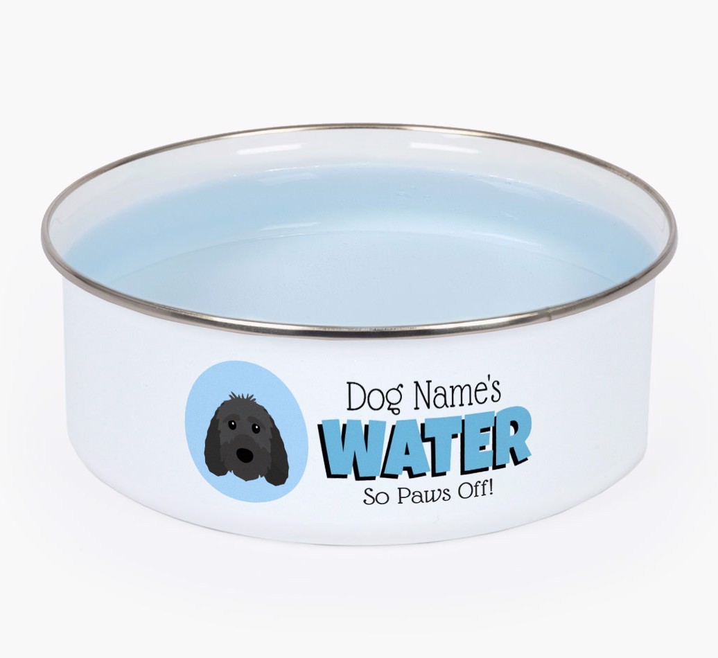 Water, Paws Off: Personalized {breedFullName} Enamel Dog Bowl