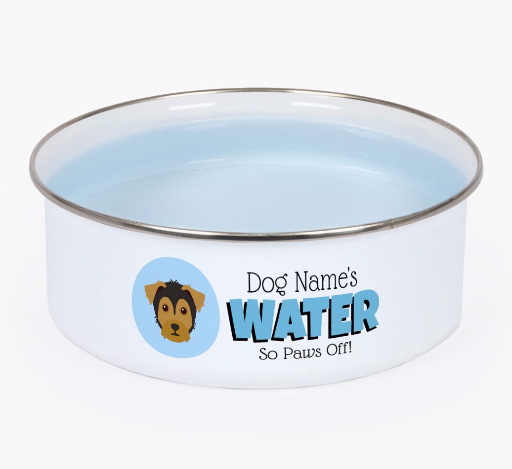 Water, Paws Off: Personalized {breedFullName} Enamel Dog Bowl