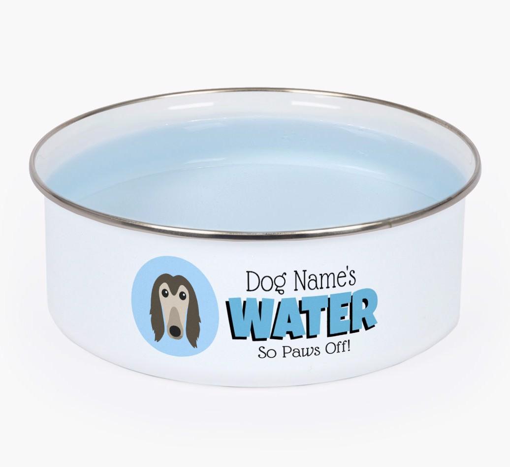 Water, Paws Off: Personalized {breedFullName} Enamel Dog Bowl