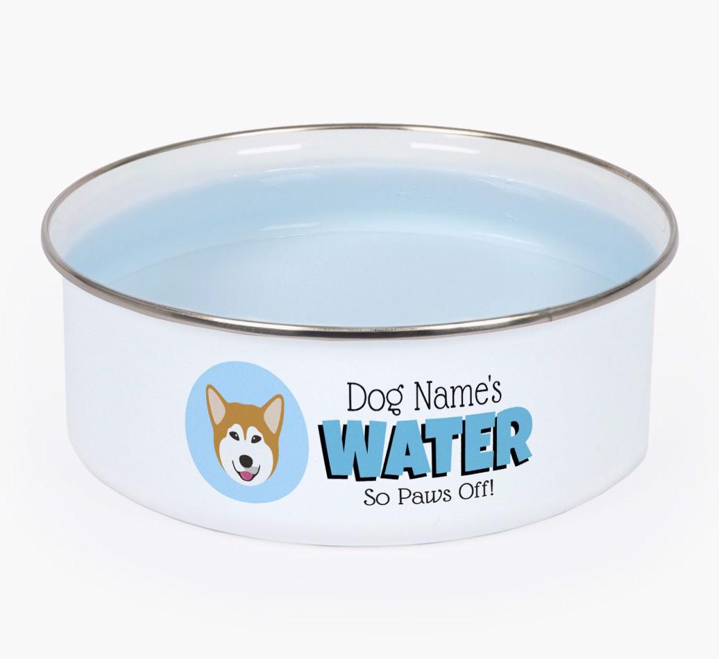 Water, Paws Off: Personalized {breedFullName} Enamel Dog Bowl