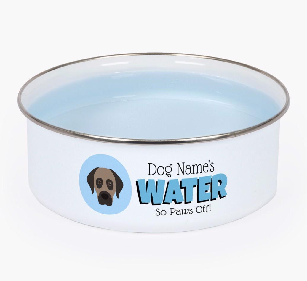 Water, Paws Off: Personalized {breedFullName} Enamel Dog Bowl