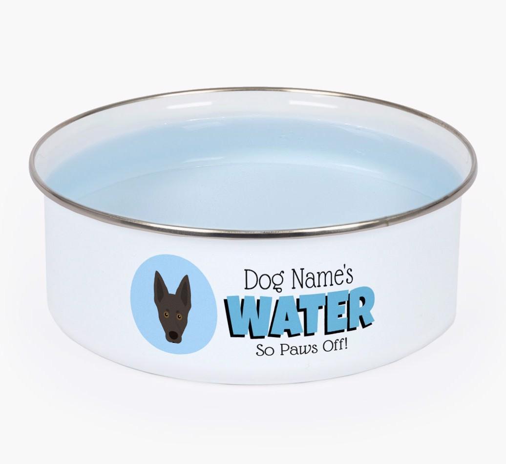 Water, Paws Off: Personalized {breedFullName} Enamel Dog Bowl