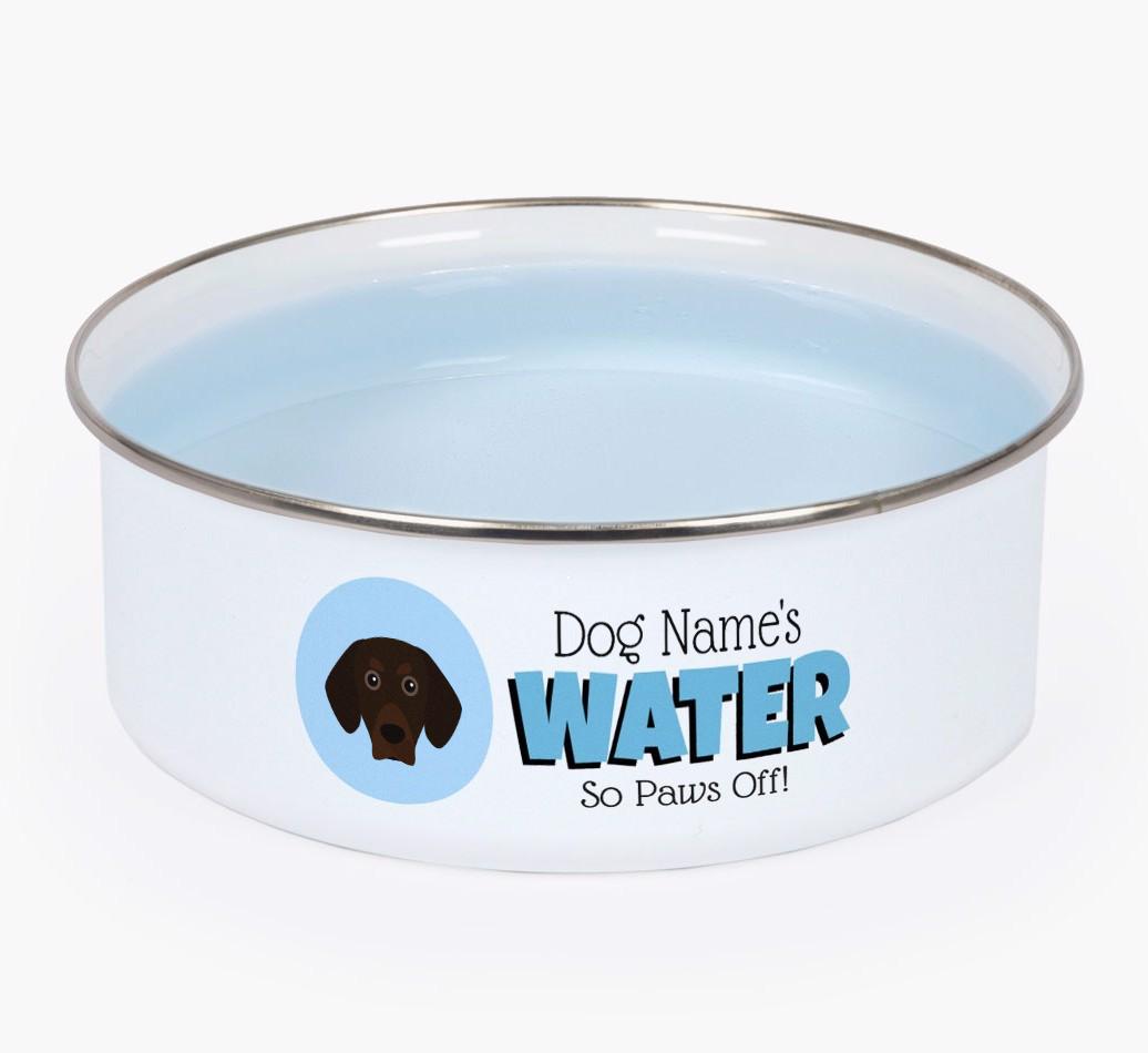 Water, Paws Off: Personalized {breedFullName} Enamel Dog Bowl