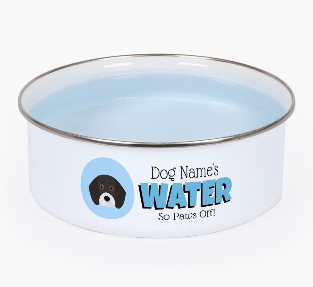 Water, Paws Off: Personalized {breedFullName} Enamel Dog Bowl