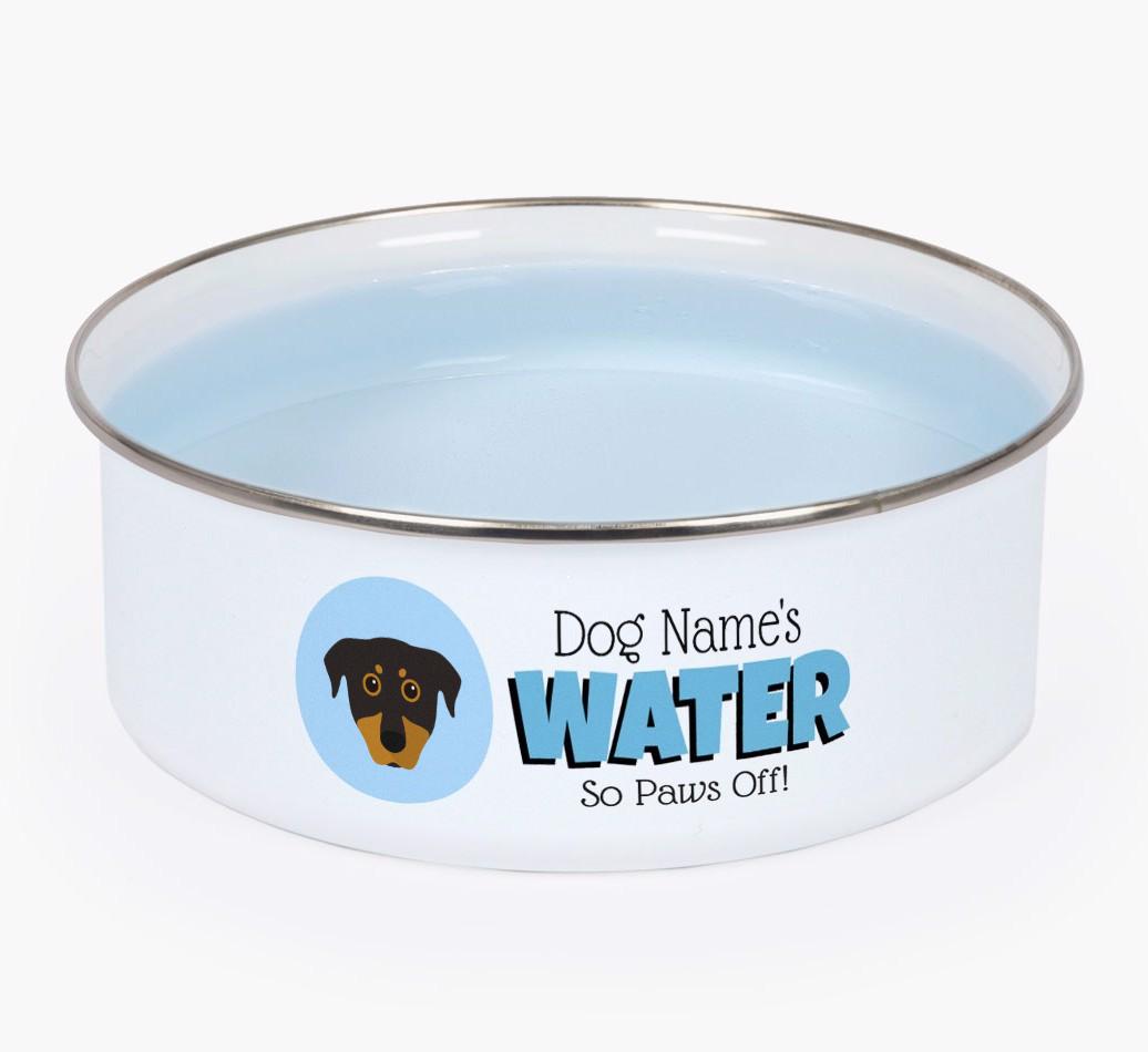 Water, Paws Off: Personalized {breedFullName} Enamel Dog Bowl