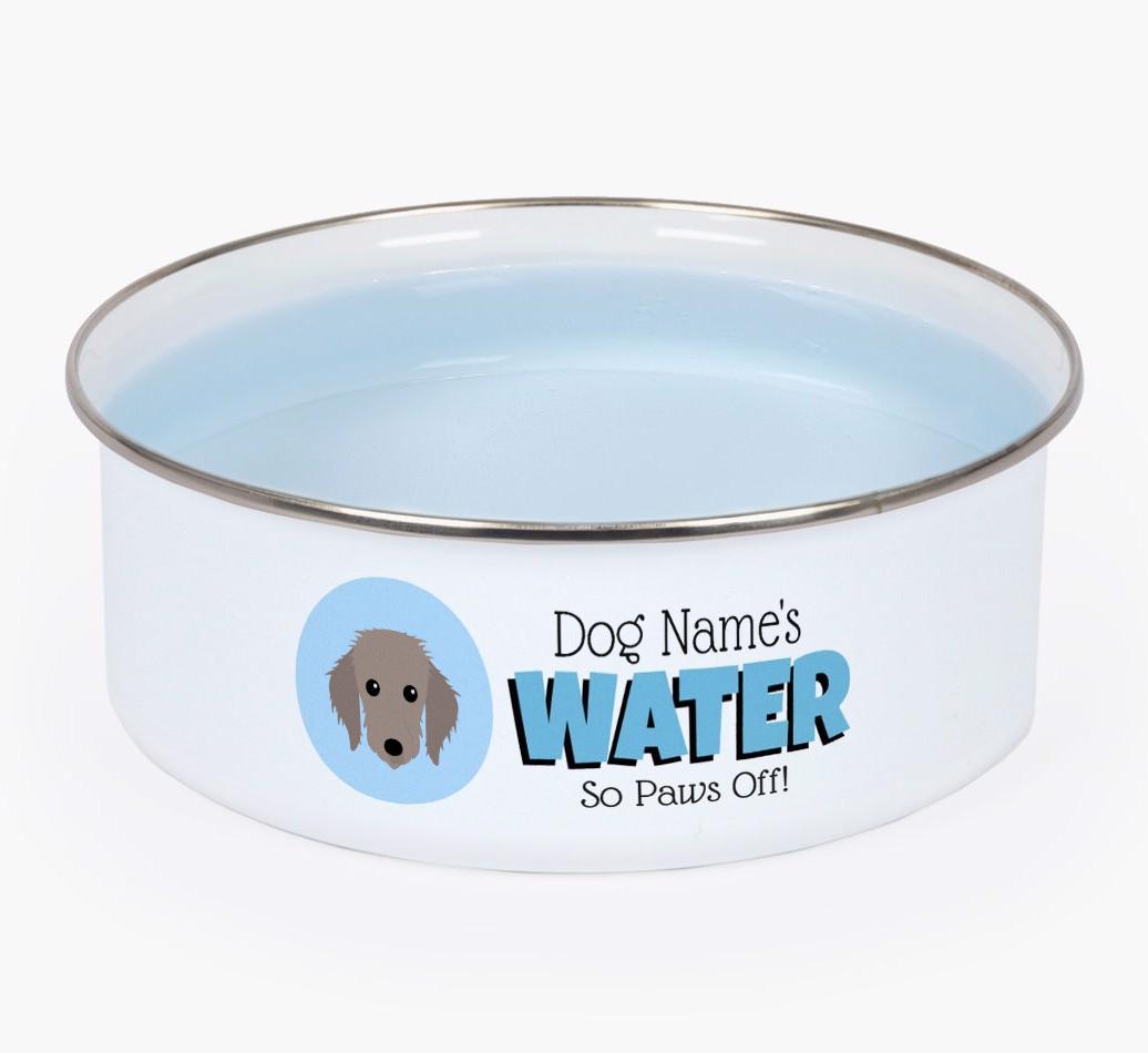 Water, Paws Off: Personalized {breedFullName} Enamel Dog Bowl