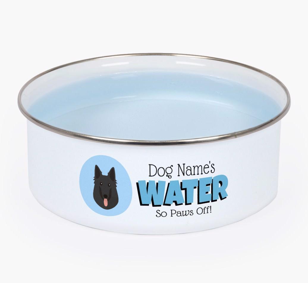 Water, Paws Off: Personalized {breedFullName} Enamel Dog Bowl