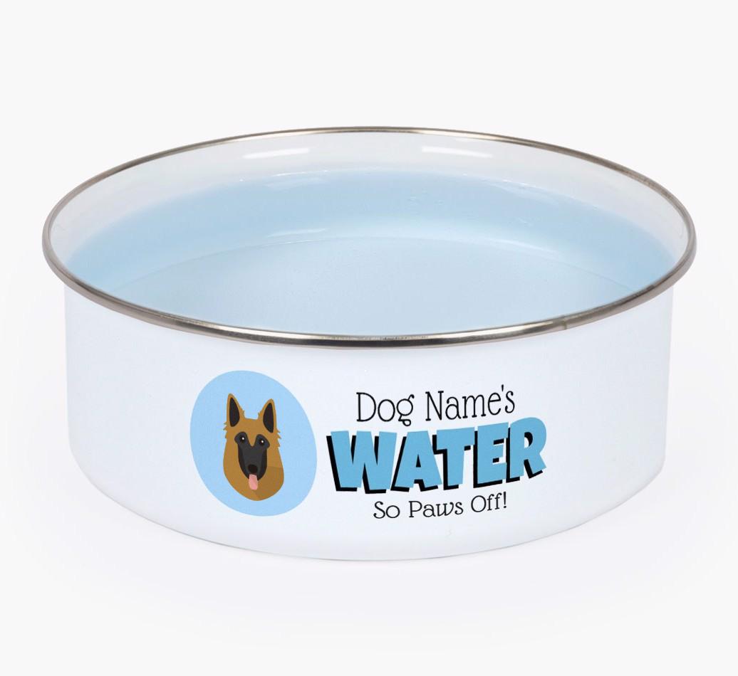 Water, Paws Off: Personalized {breedFullName} Enamel Dog Bowl