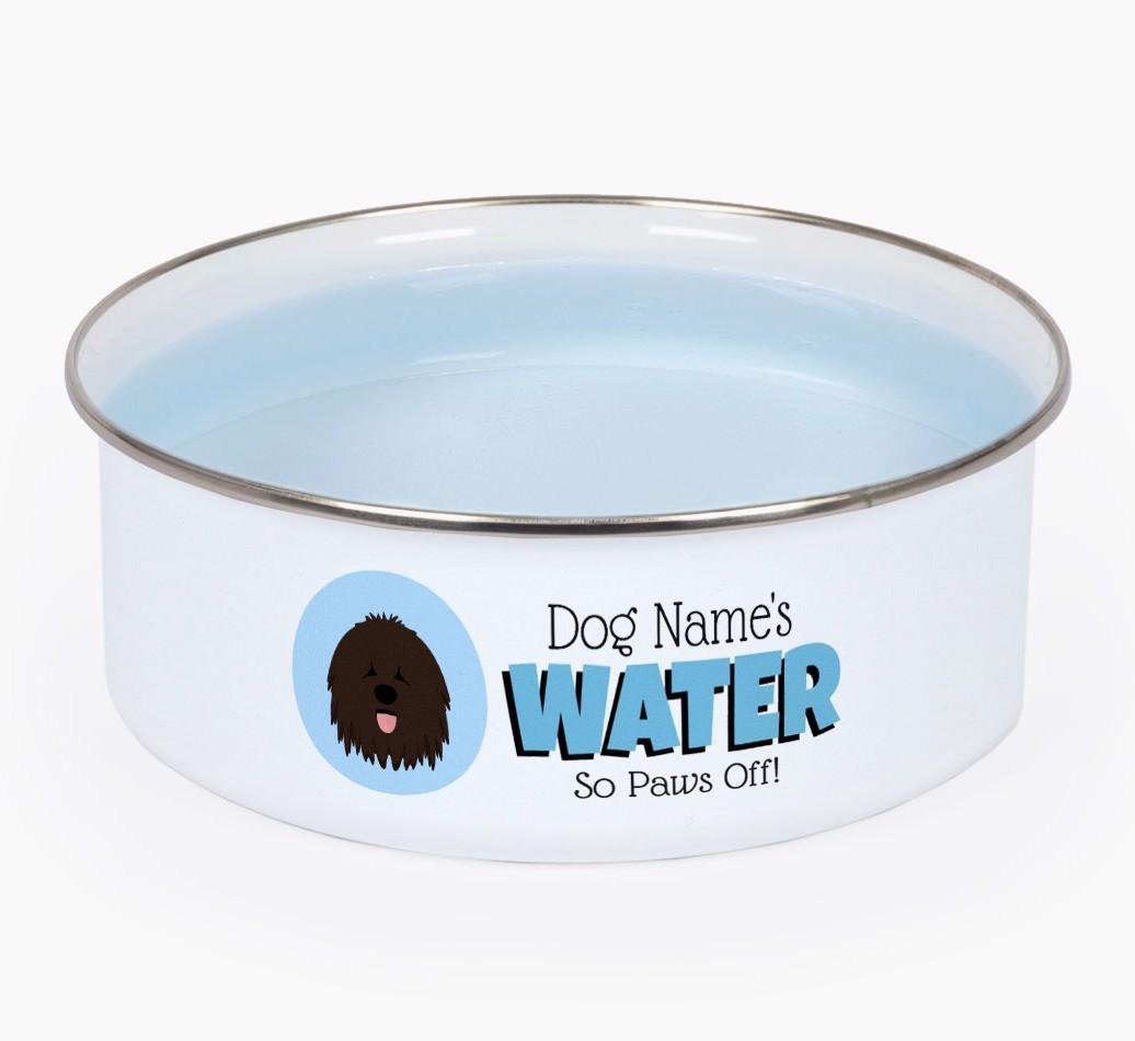 Water, Paws Off: Personalized {breedFullName} Enamel Dog Bowl