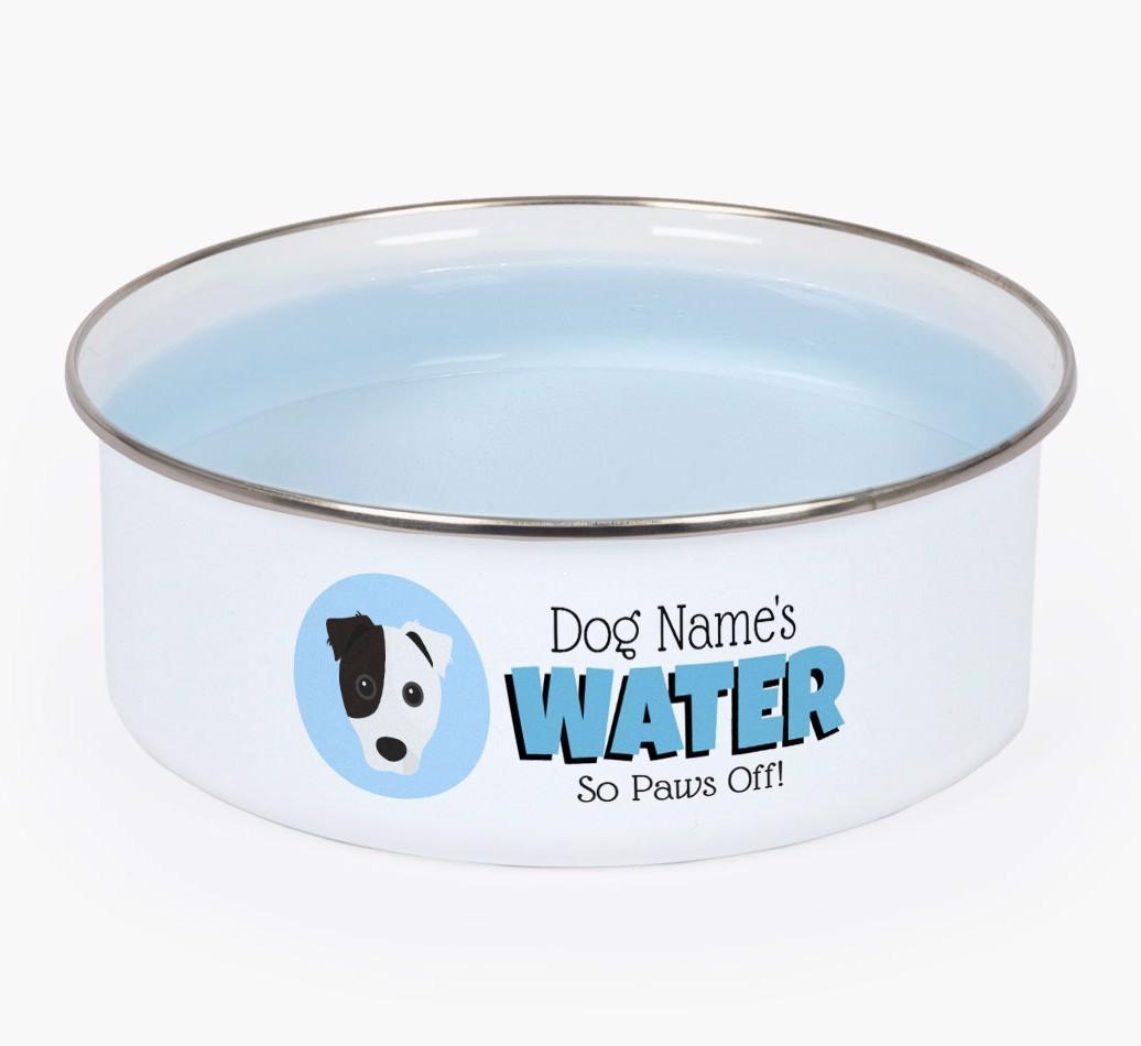 Water, Paws Off: Personalized {breedFullName} Enamel Dog Bowl