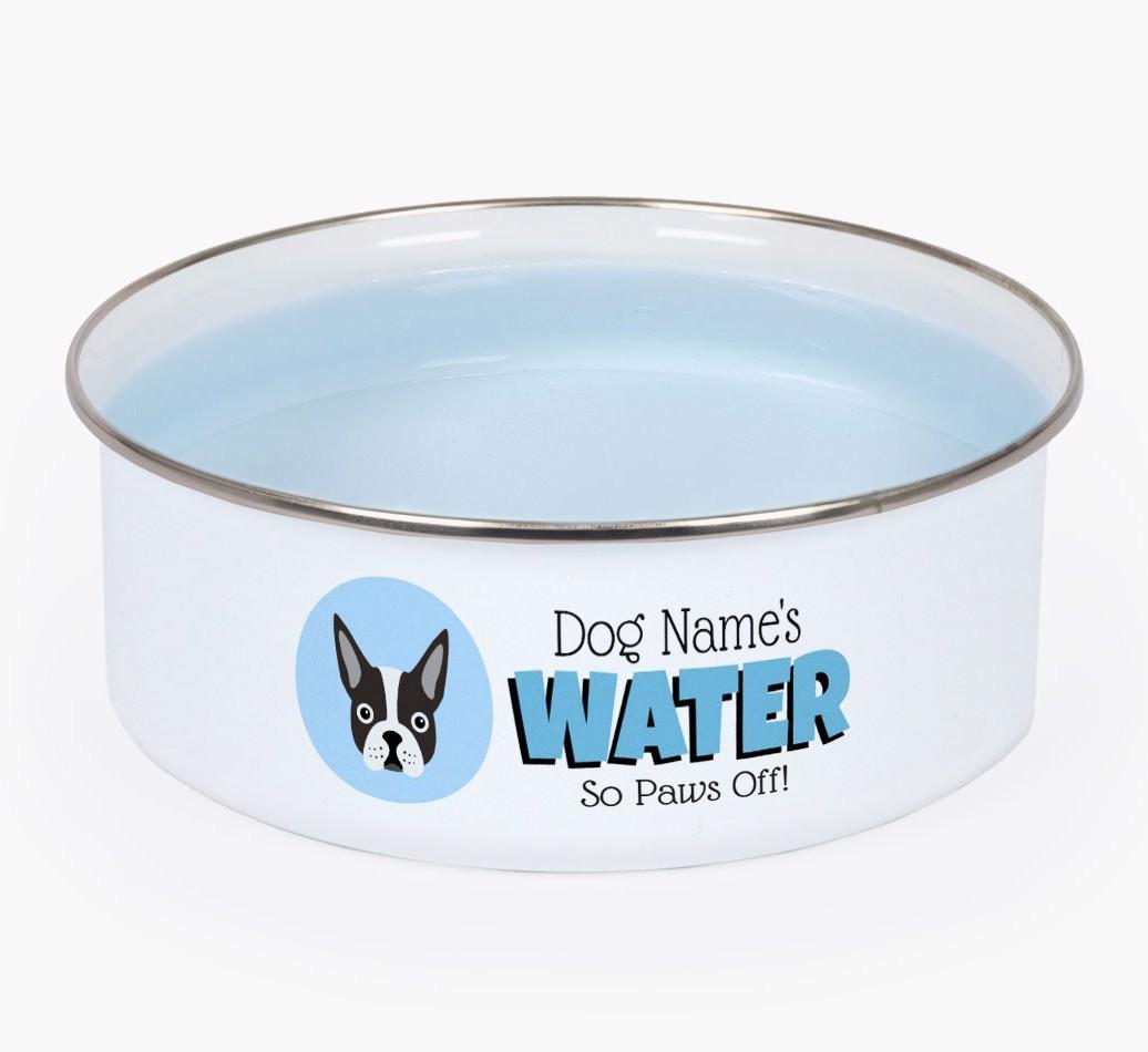 Water, Paws Off: Personalized {breedFullName} Enamel Dog Bowl