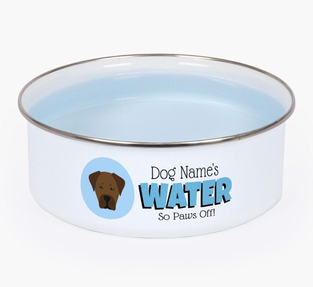 Water, Paws Off: Personalized {breedFullName} Enamel Dog Bowl