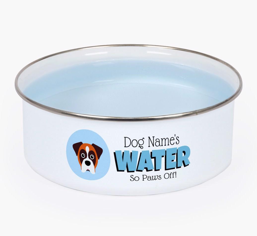 Water, Paws Off: Personalised {breedFullName} Enamel Dog Bowl