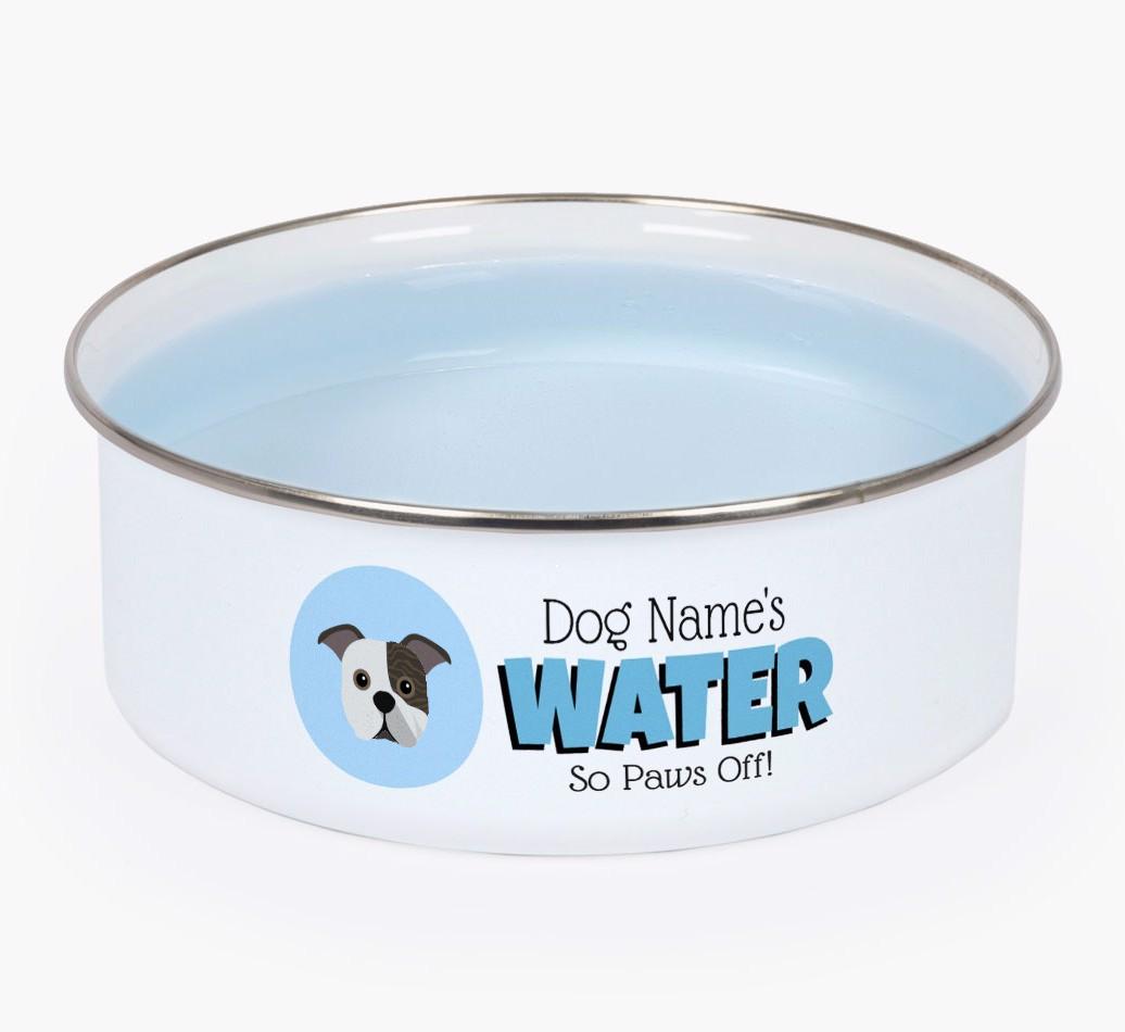 Water, Paws Off: Personalized {breedFullName} Enamel Dog Bowl