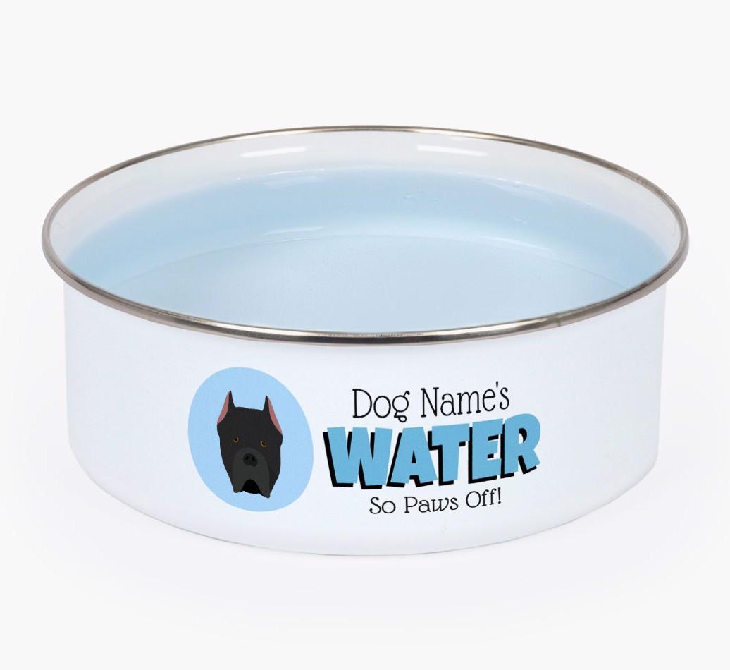 Water, Paws Off: Personalized {breedFullName} Enamel Dog Bowl