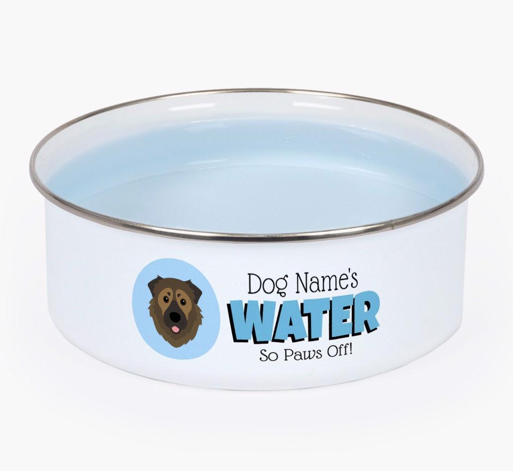 Water, Paws Off: Personalized {breedFullName} Enamel Dog Bowl