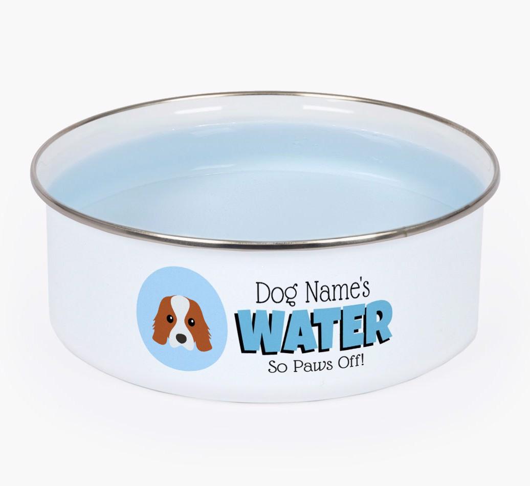 Water, Paws Off: Personalized {breedFullName} Enamel Dog Bowl