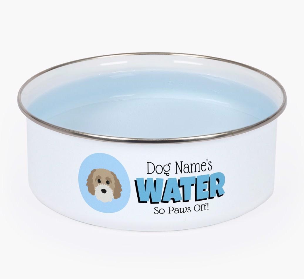 Water, Paws Off: Personalized {breedFullName} Enamel Dog Bowl