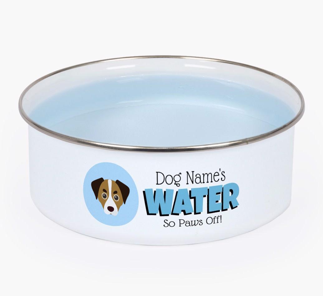 Water, Paws Off: Personalized {breedFullName} Enamel Dog Bowl