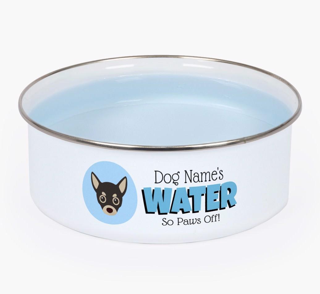 Water, Paws Off: Personalized {breedFullName} Enamel Dog Bowl