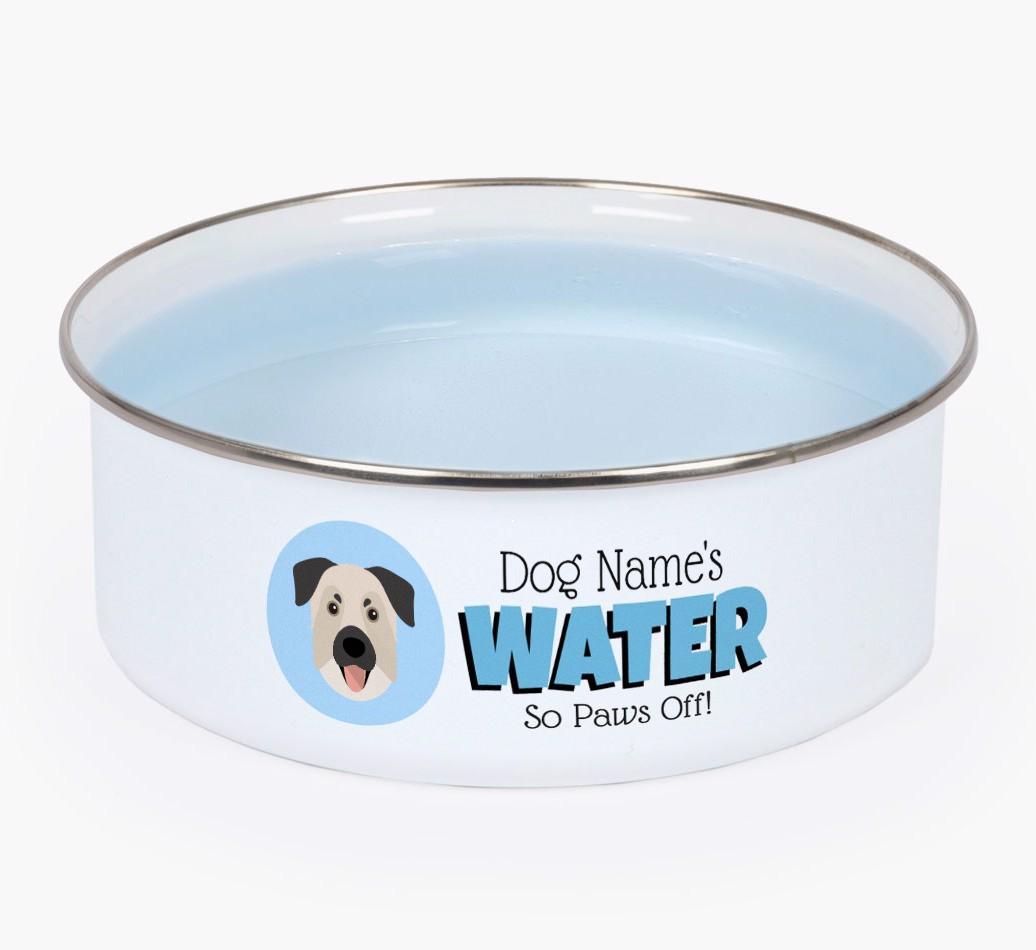 Water, Paws Off: Personalized {breedFullName} Enamel Dog Bowl