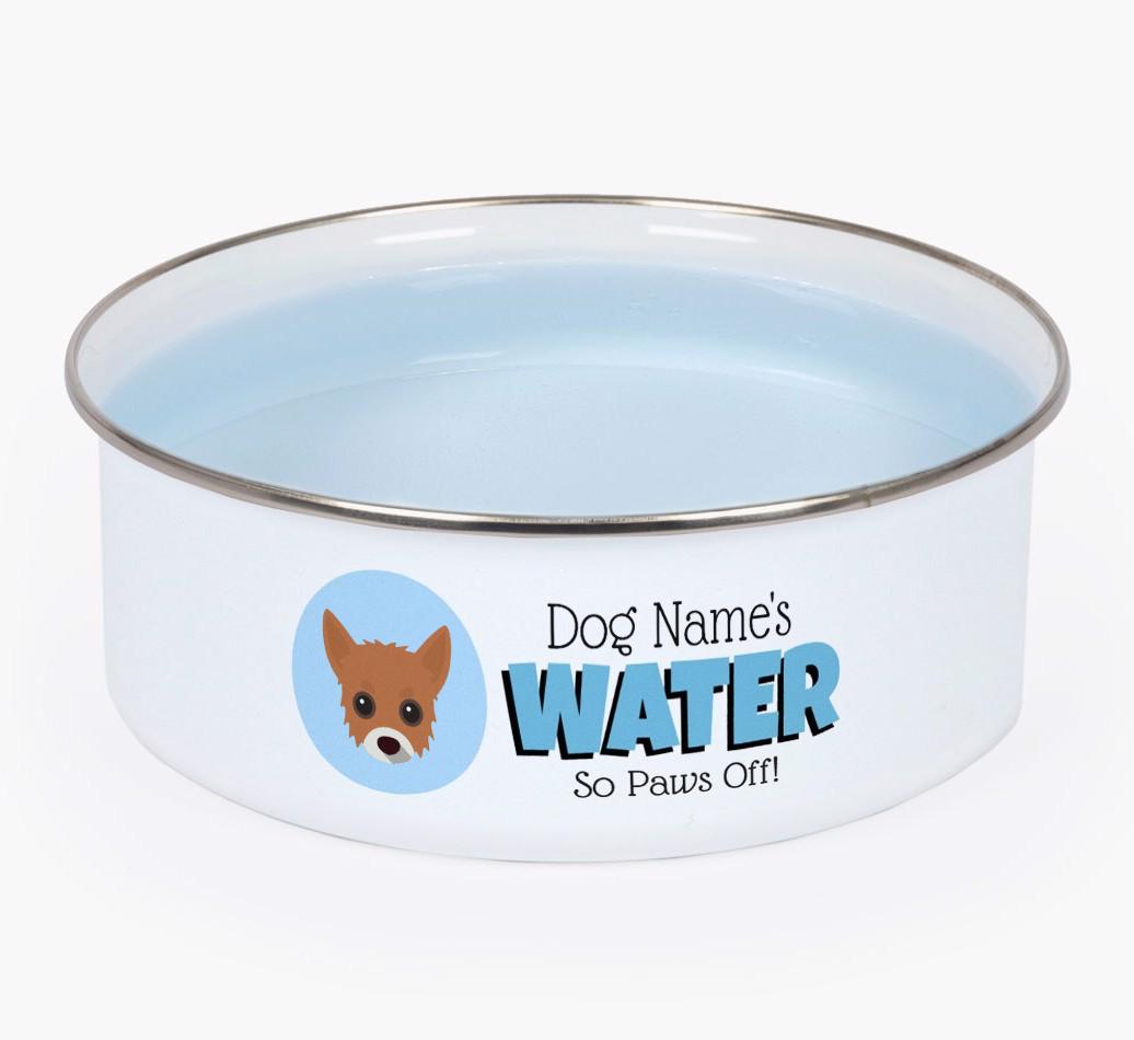 Water, Paws Off: Personalized {breedFullName} Enamel Dog Bowl