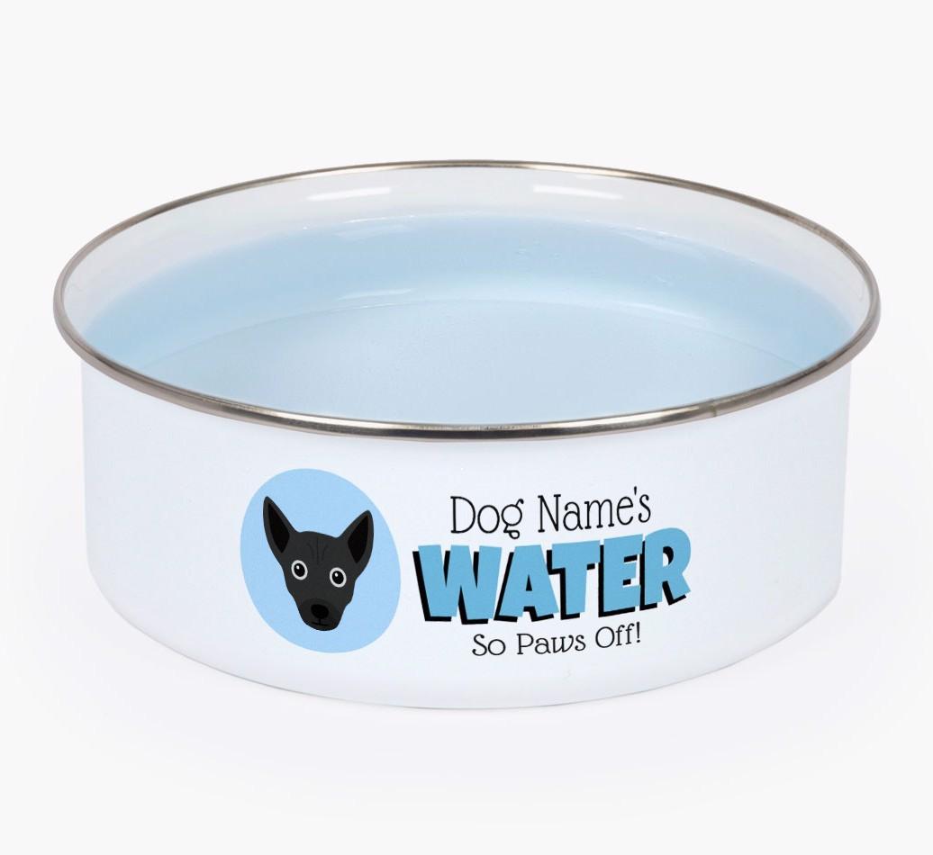 Water, Paws Off: Personalized {breedFullName} Enamel Dog Bowl