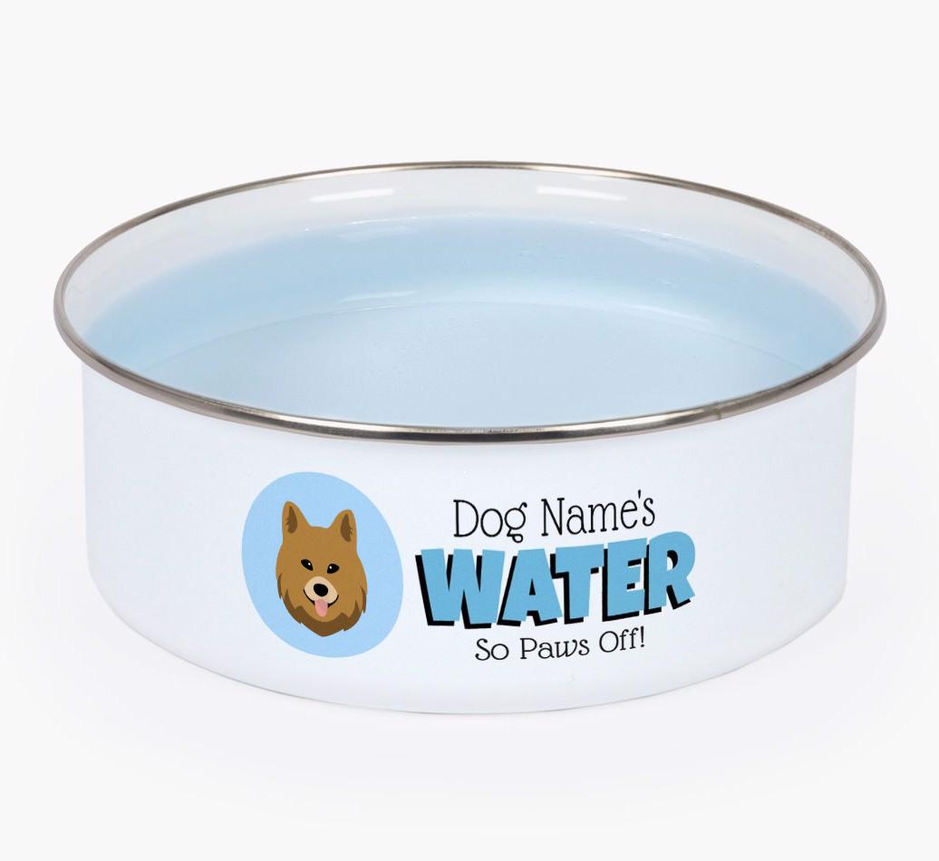 Water, Paws Off: Personalized {breedFullName} Enamel Dog Bowl