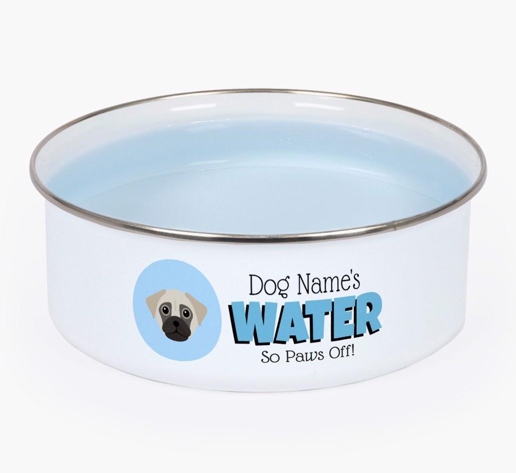 Water, Paws Off: Personalized {breedFullName} Enamel Dog Bowl