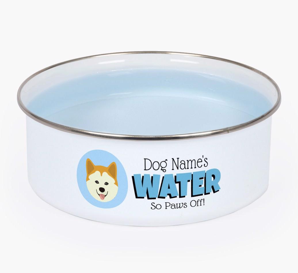 Water, Paws Off: Personalized {breedFullName} Enamel Dog Bowl
