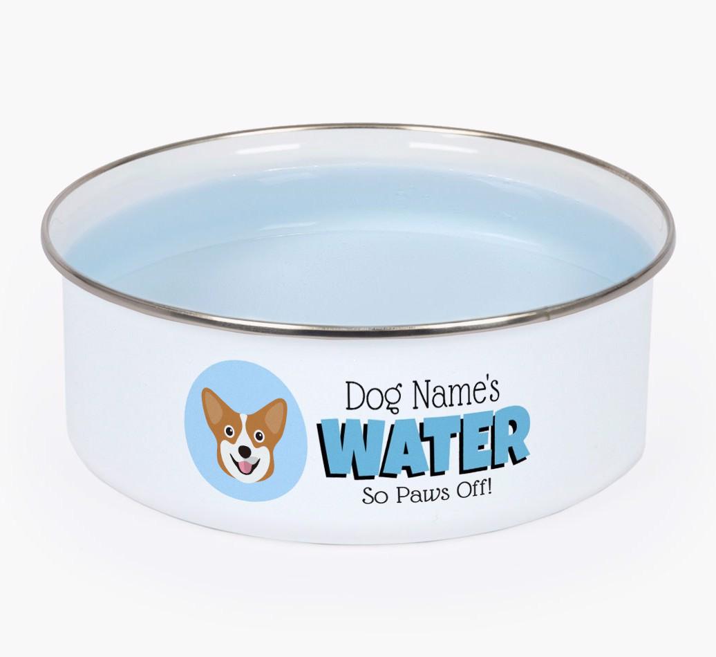 Water, Paws Off: Personalized {breedFullName} Enamel Dog Bowl