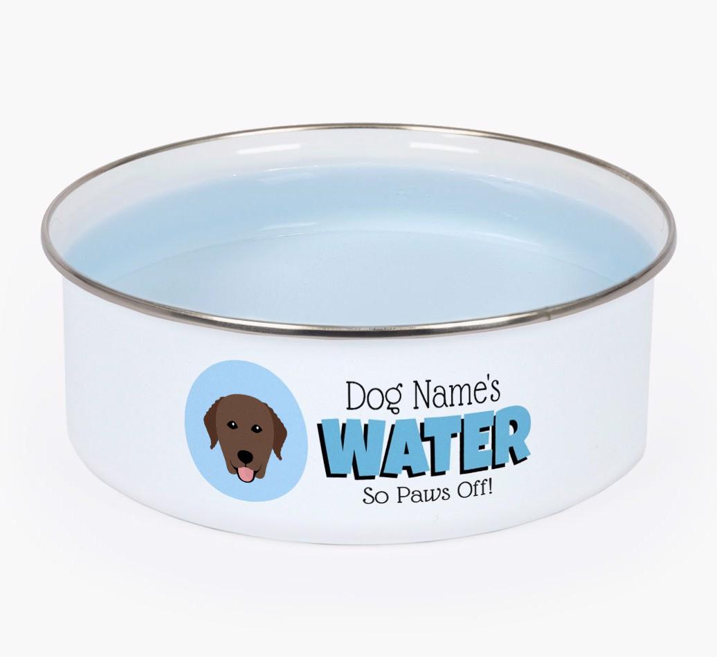 Water, Paws Off: Personalized {breedFullName} Enamel Dog Bowl