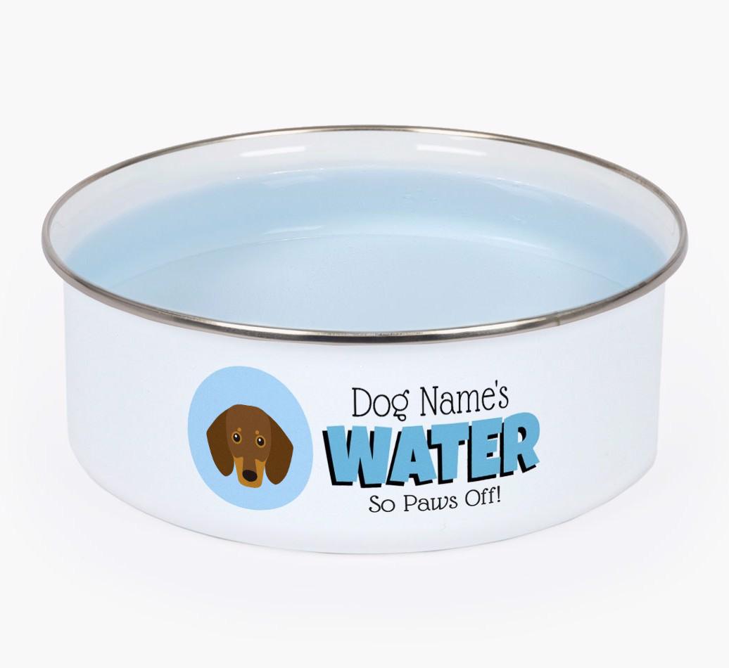 Water, Paws Off: Personalized {breedFullName} Enamel Dog Bowl