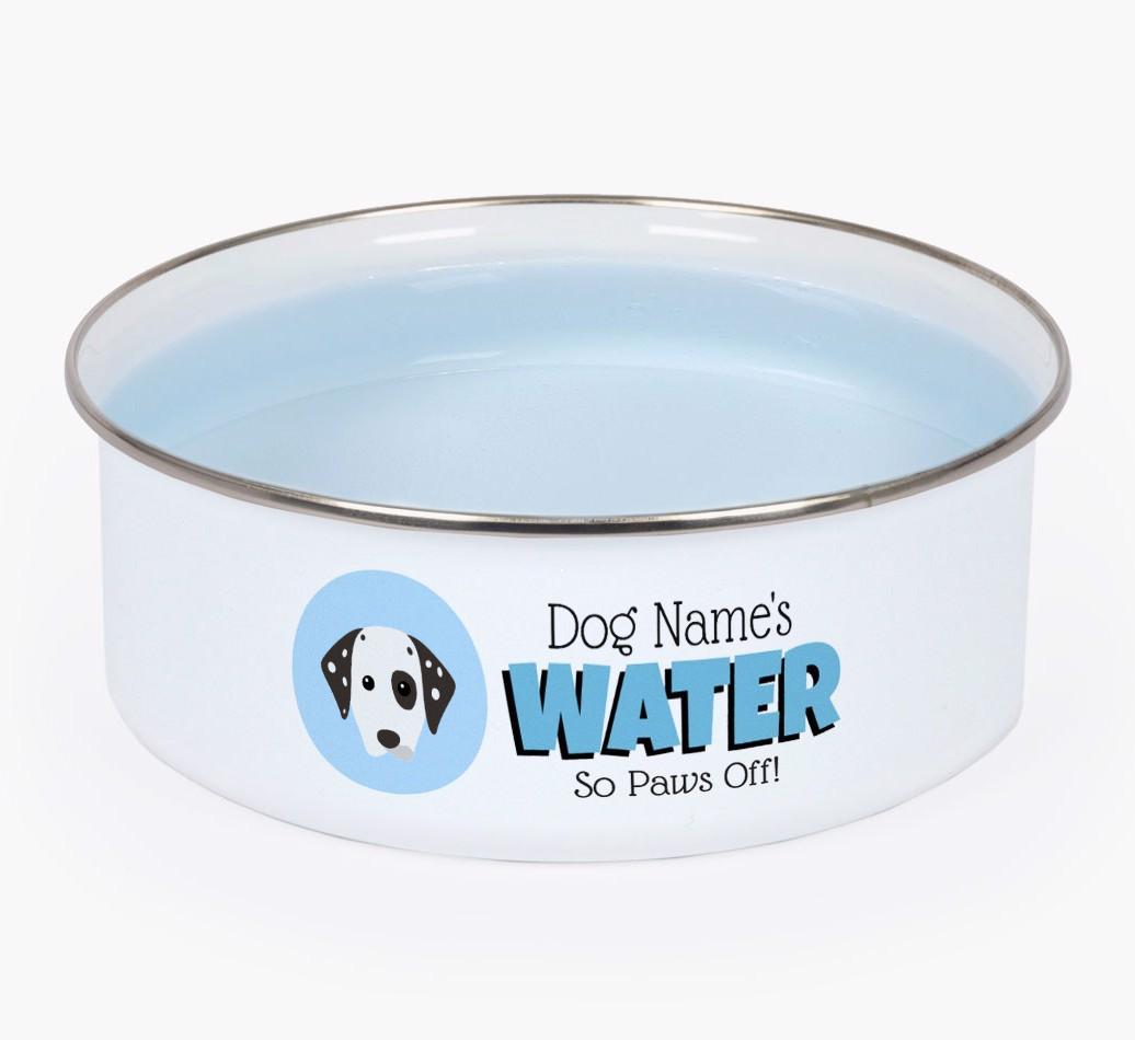 Water, Paws Off: Personalized {breedFullName} Enamel Dog Bowl