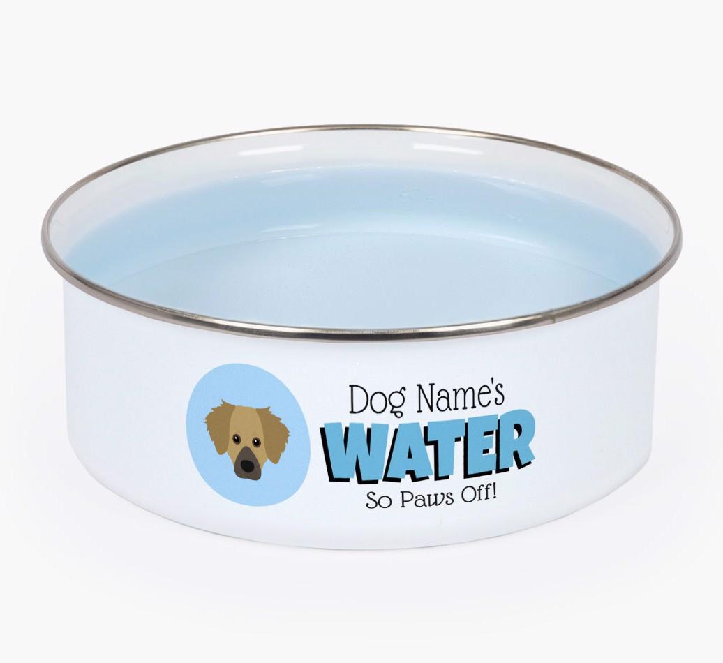 Water, Paws Off: Personalized {breedFullName} Enamel Dog Bowl